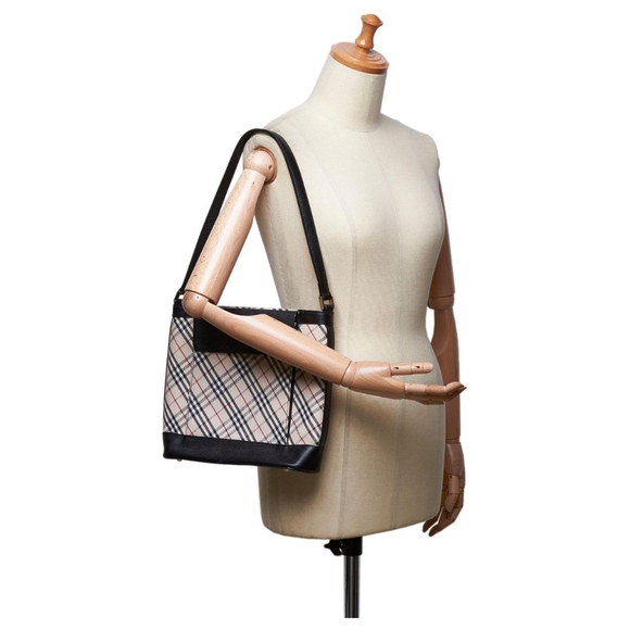Burberry Vintage Nova Check Canvas Shoulder Bag Beige/Black - Picture 7 of 13